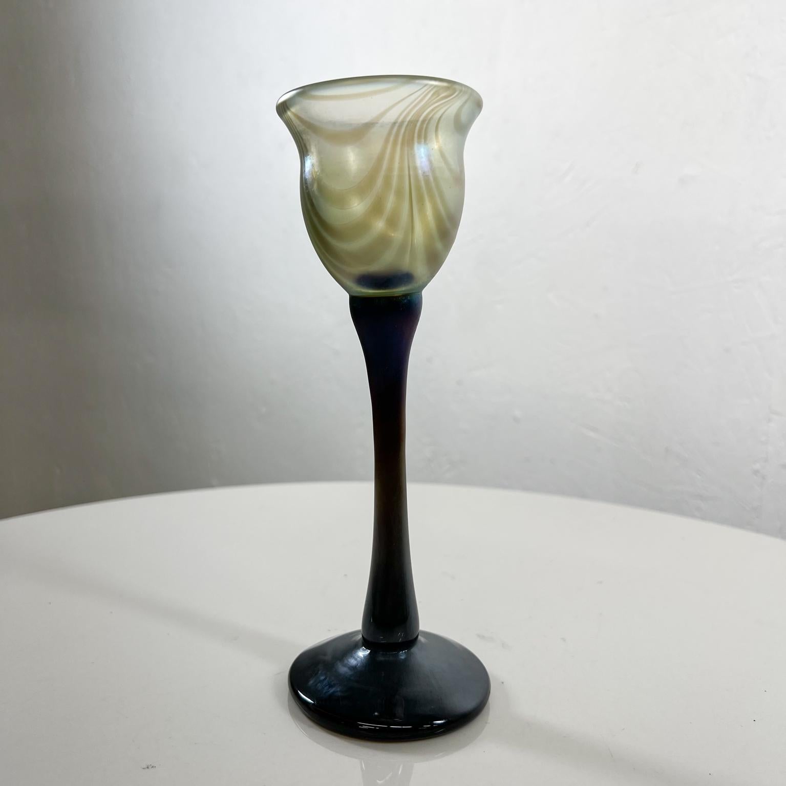 Mid-Century Modern 1975 Studio Art Glass Tall Stem Handmade by California Artist Norm Thomas