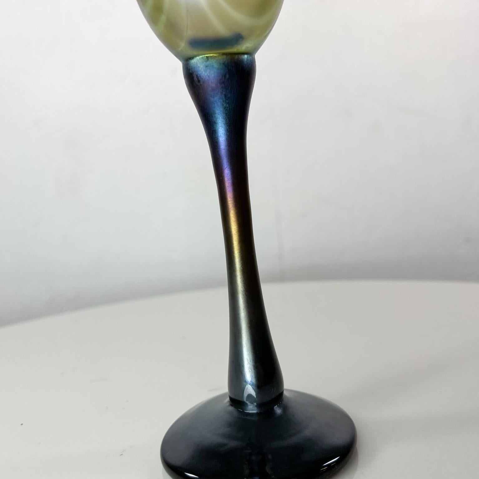 1975 Studio Art Glass Tall Stem Handmade by California Artist Norm Thomas 1