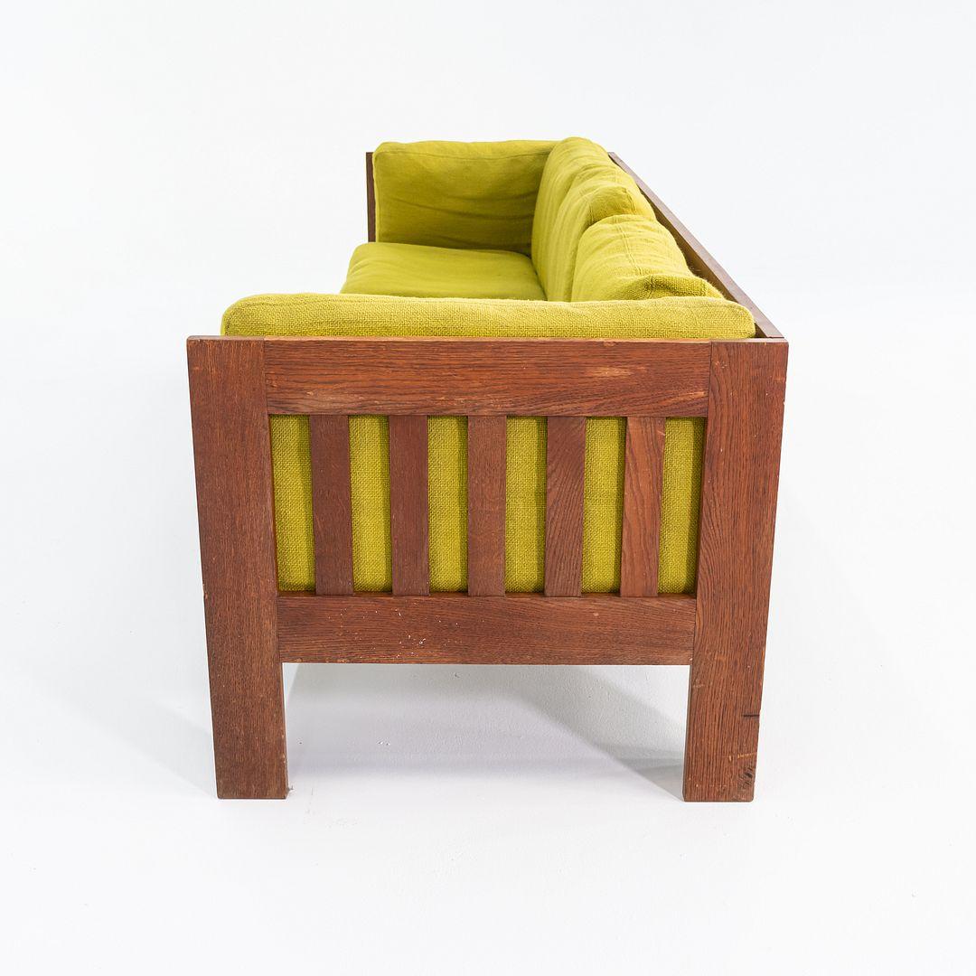 Danese Divano Tage Poulsen 1975 con cuscini in tessuto Greene & Greene per CI Designs in Oak in vendita