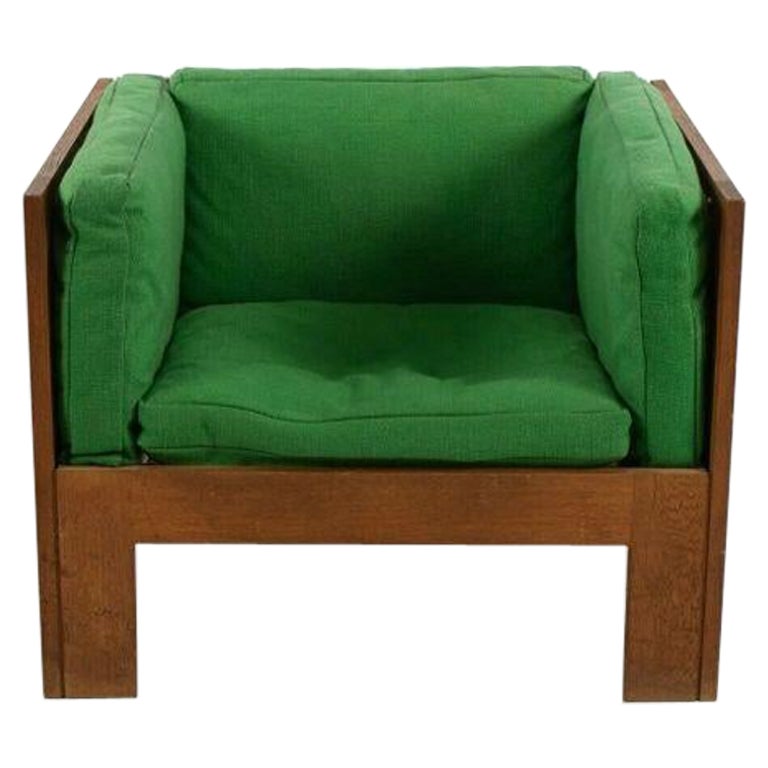 Chaise longue Tage Poulsen TP63 de CI Designs en chêne avec tapisserie verte, 1975 en vente