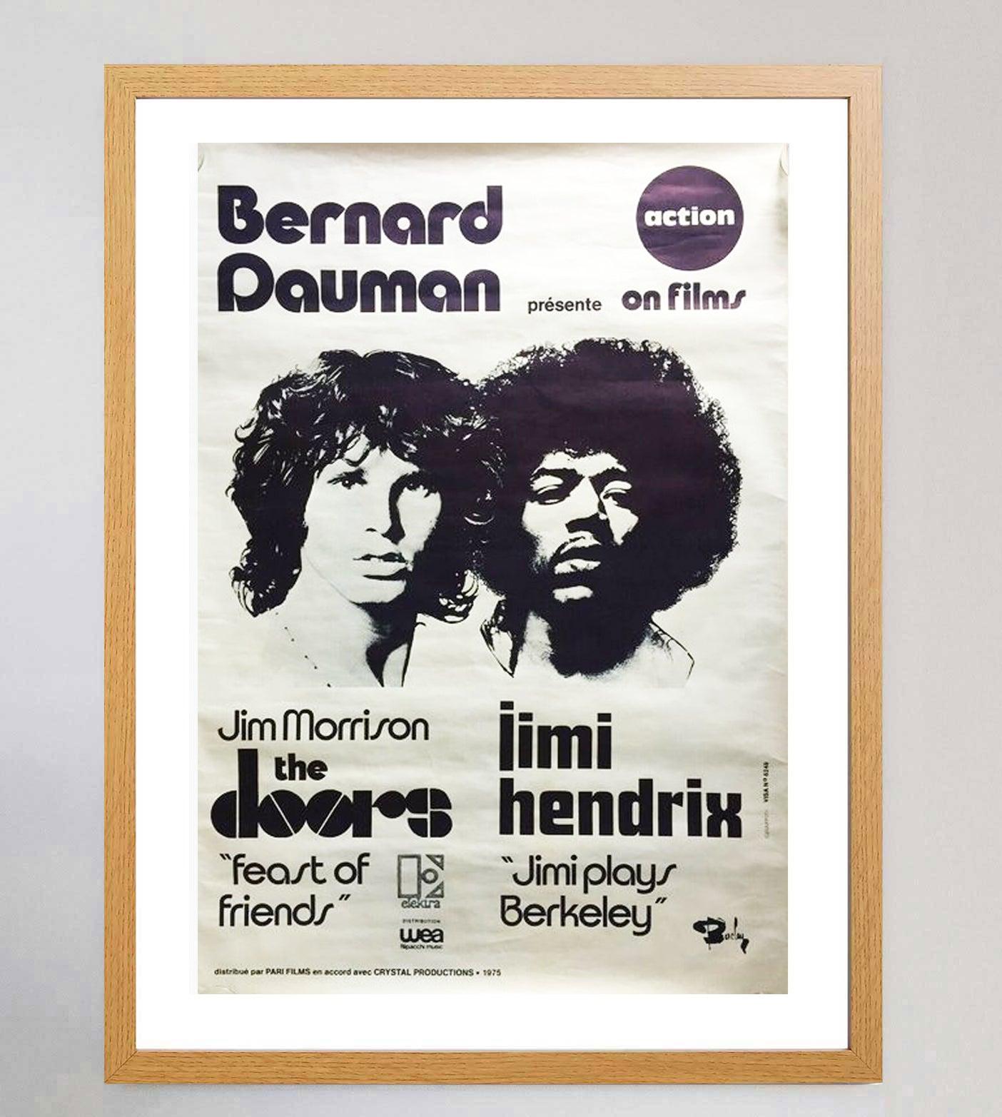 1975 The Doors & Jimi Hendrix – Bernard Dauman präsentiert Original-Vintage-Poster (Französisch) im Angebot