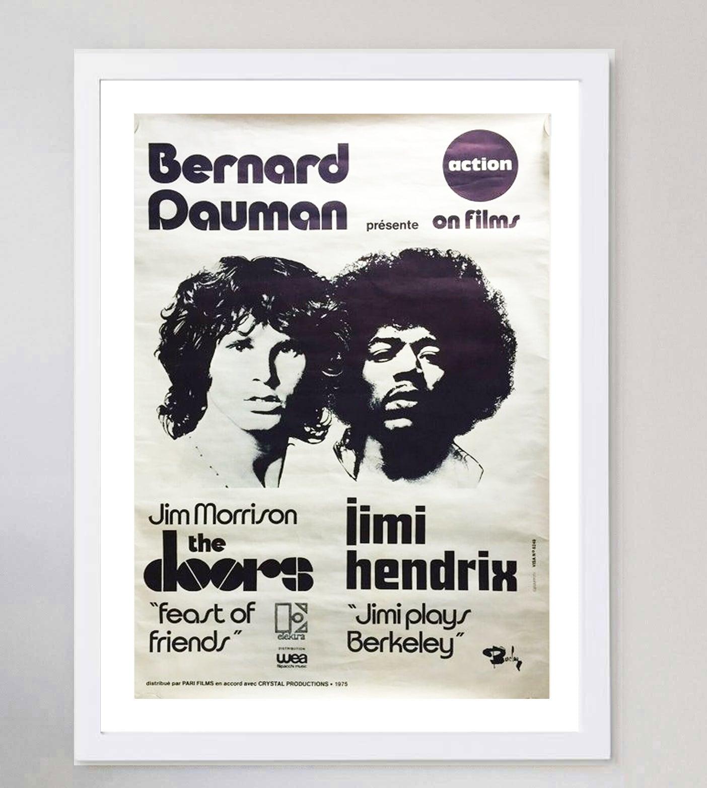1975 The Doors & Jimi Hendrix – Bernard Dauman präsentiert Original-Vintage-Poster im Zustand „Gut“ im Angebot in Winchester, GB