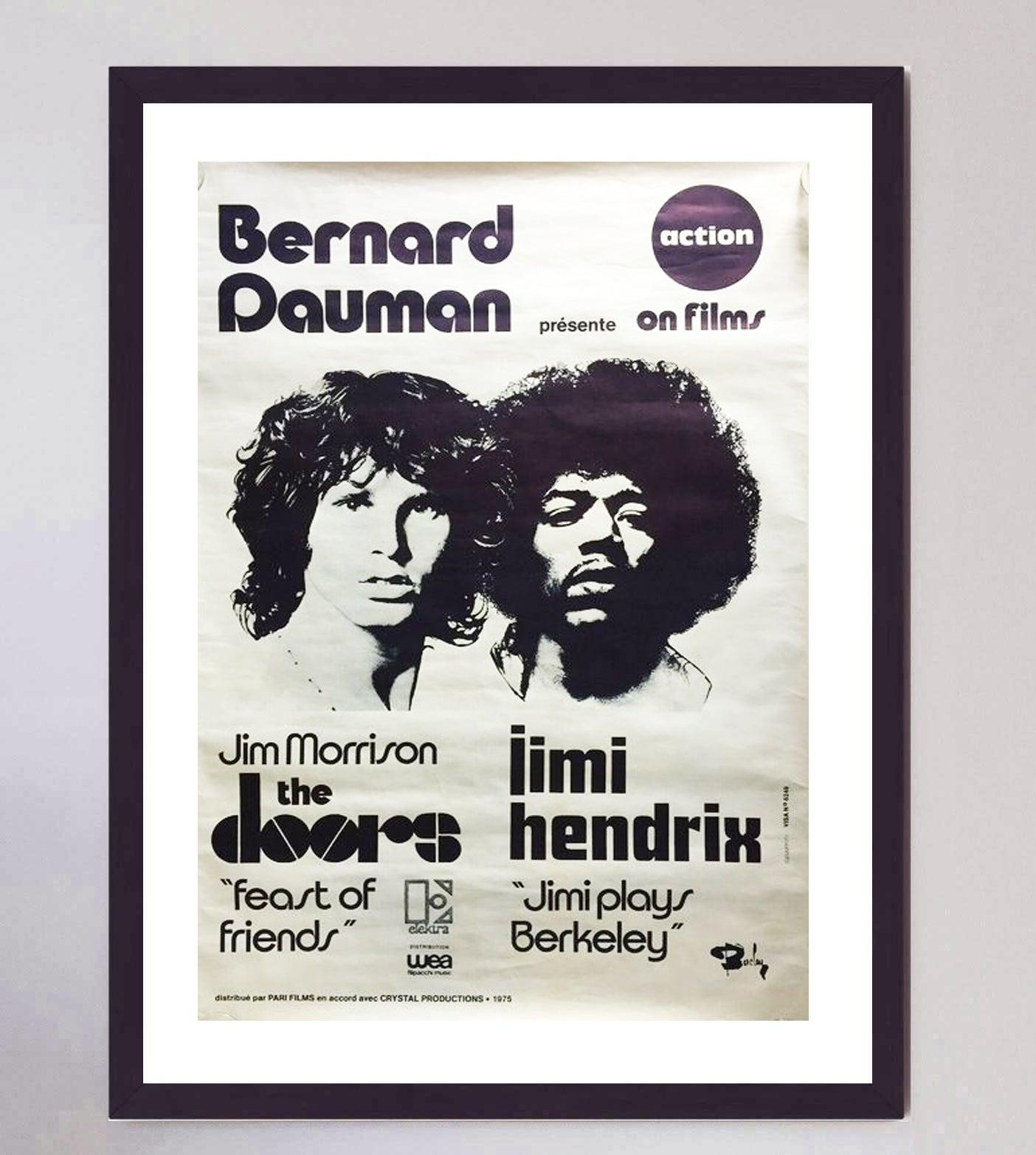 1975 The Doors & Jimi Hendrix, Bernard Dauman Presents Original Vintage Poster In Good Condition For Sale In Winchester, GB