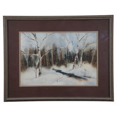1975 Vintage Watercolor Landscape Painting December Morning by Sean Toomey 27"