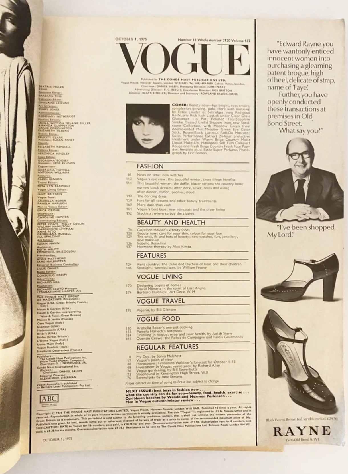 1975 Vogue - Couverture Anna Andersen par Eric Boman Unisexe en vente