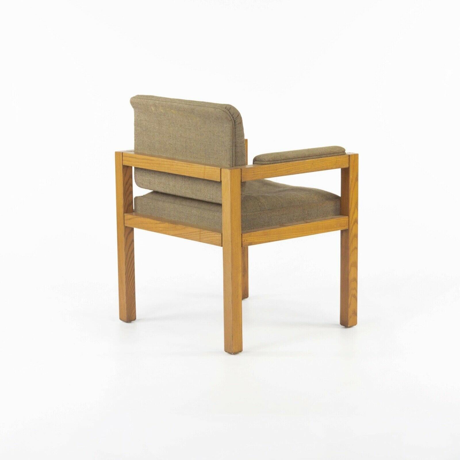 1975 Warren Platner für CI Designs Oak & Dark Tan Fabric Dining Arm Chair im Zustand „Gut“ im Angebot in Philadelphia, PA