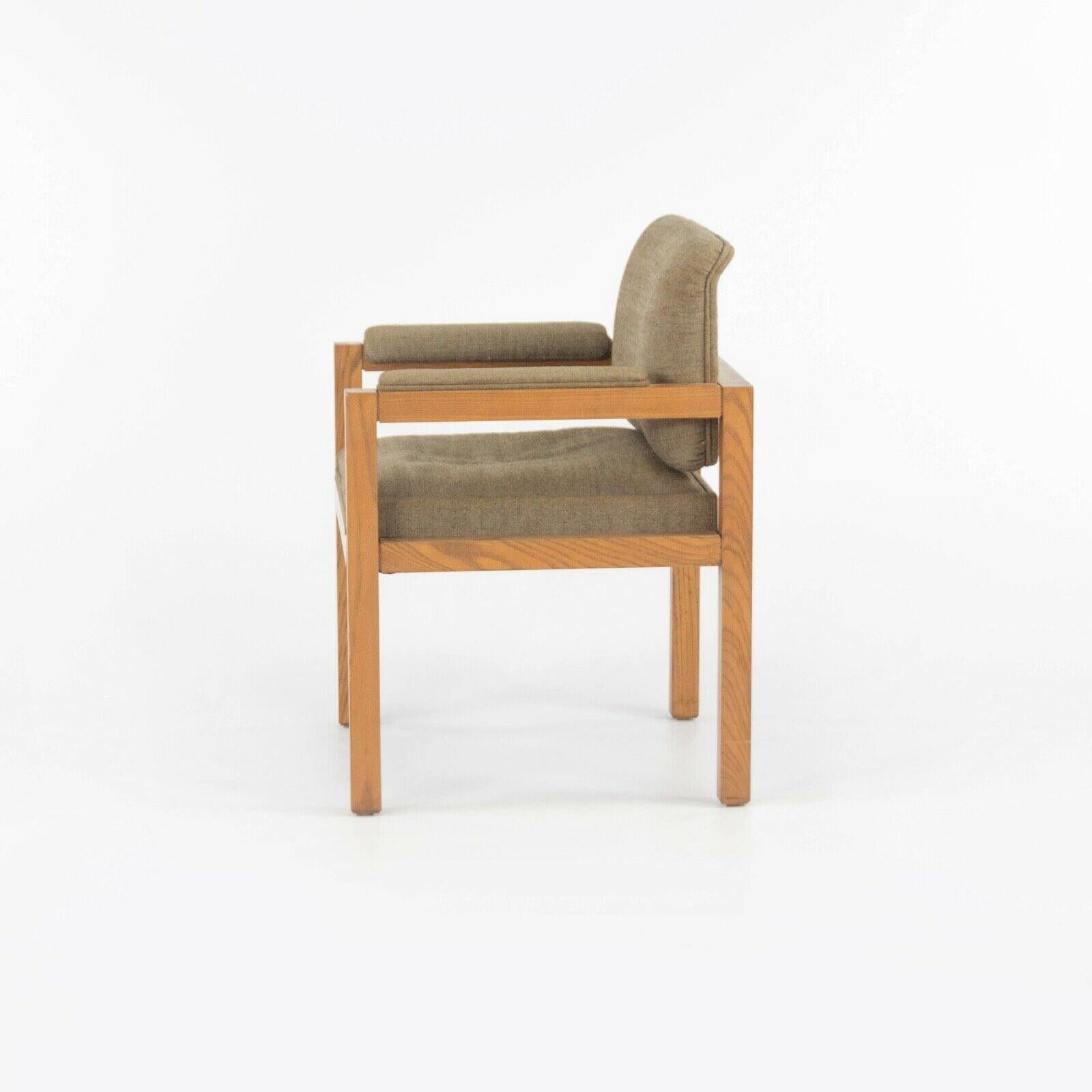 1975 Warren Platner for CI Designs Oak & Dark Tan Fabric Dining Arm Chair For Sale 2