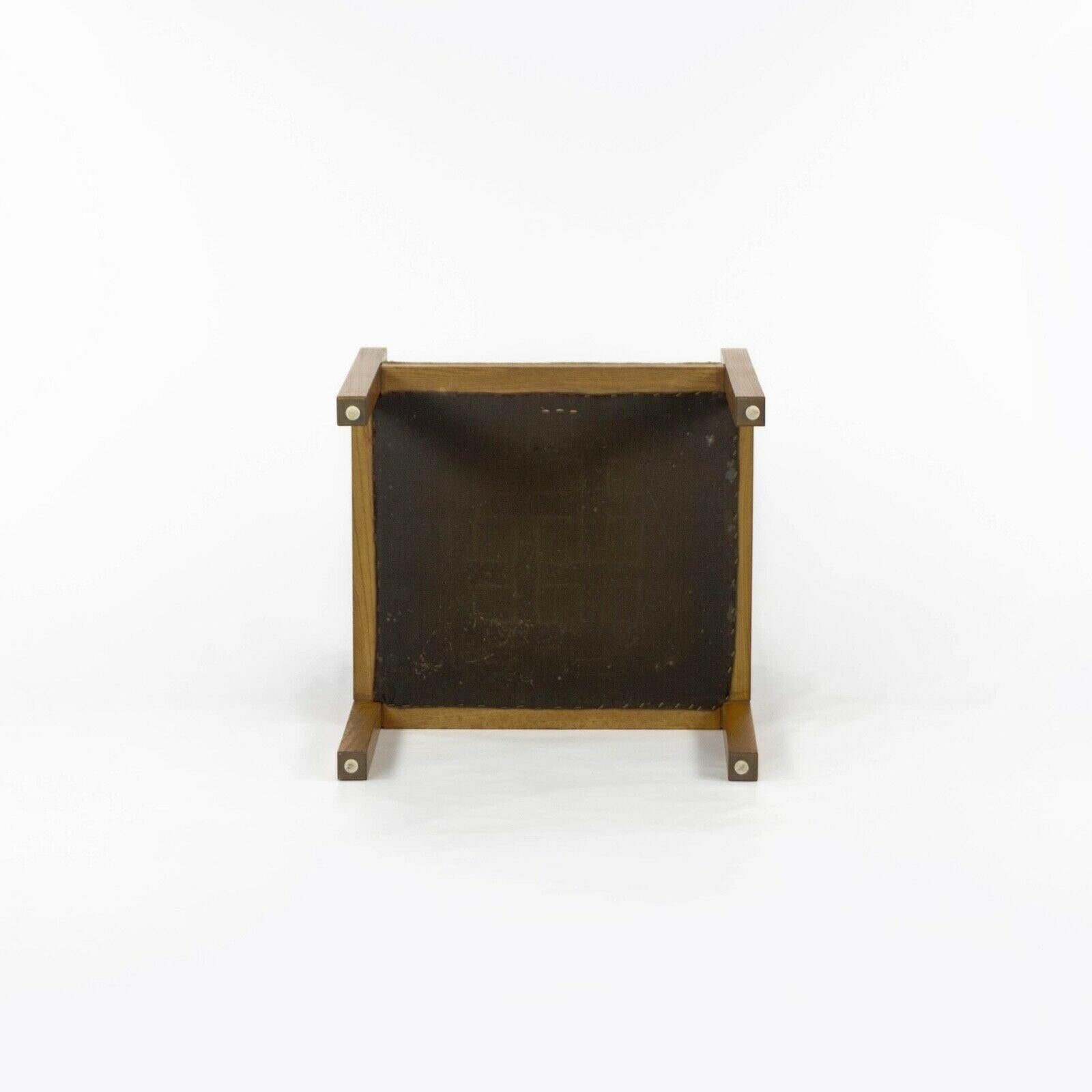 1975 Warren Platner for CI Designs Oak & Dark Tan Fabric Dining Arm Chair For Sale 3
