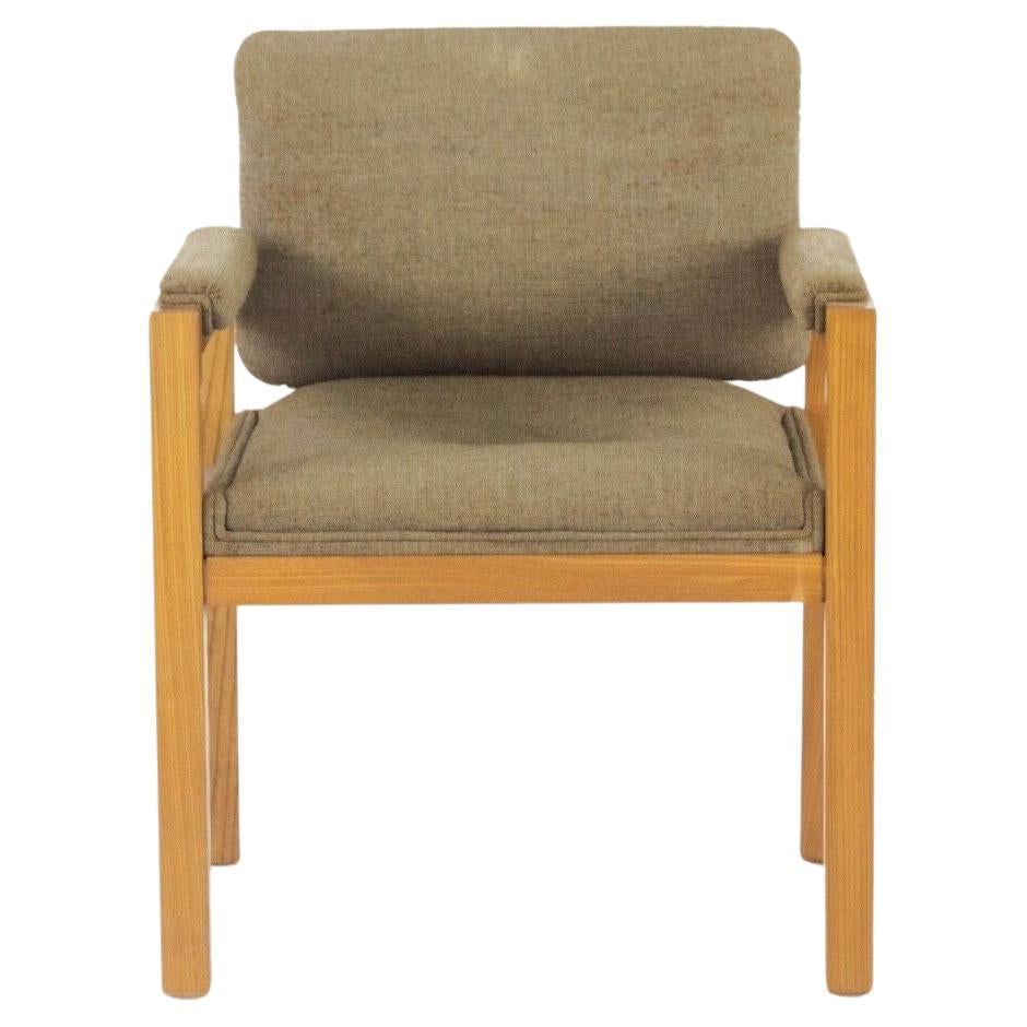 1975 Warren Platner for CI Designs Oak & Dark Tan Fabric Dining Arm Chair For Sale