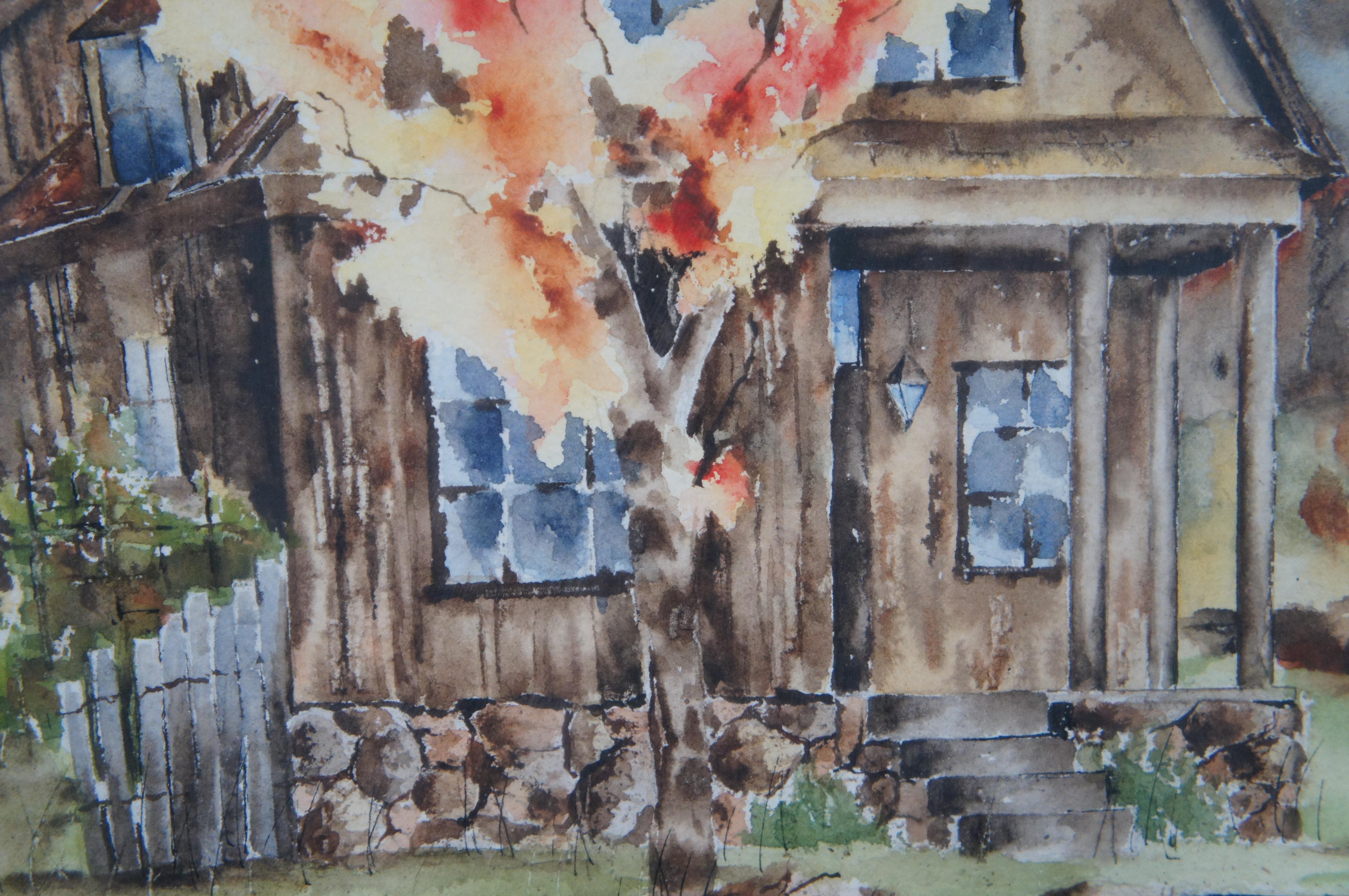 1975 Watercolor Dave's House Farmhouse Landscape Painting by Sean Toomey For Sale 5