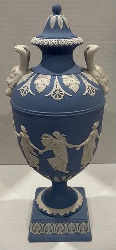 1975 Wedgwood Dancing Hours Light Blue Jasperware Urn