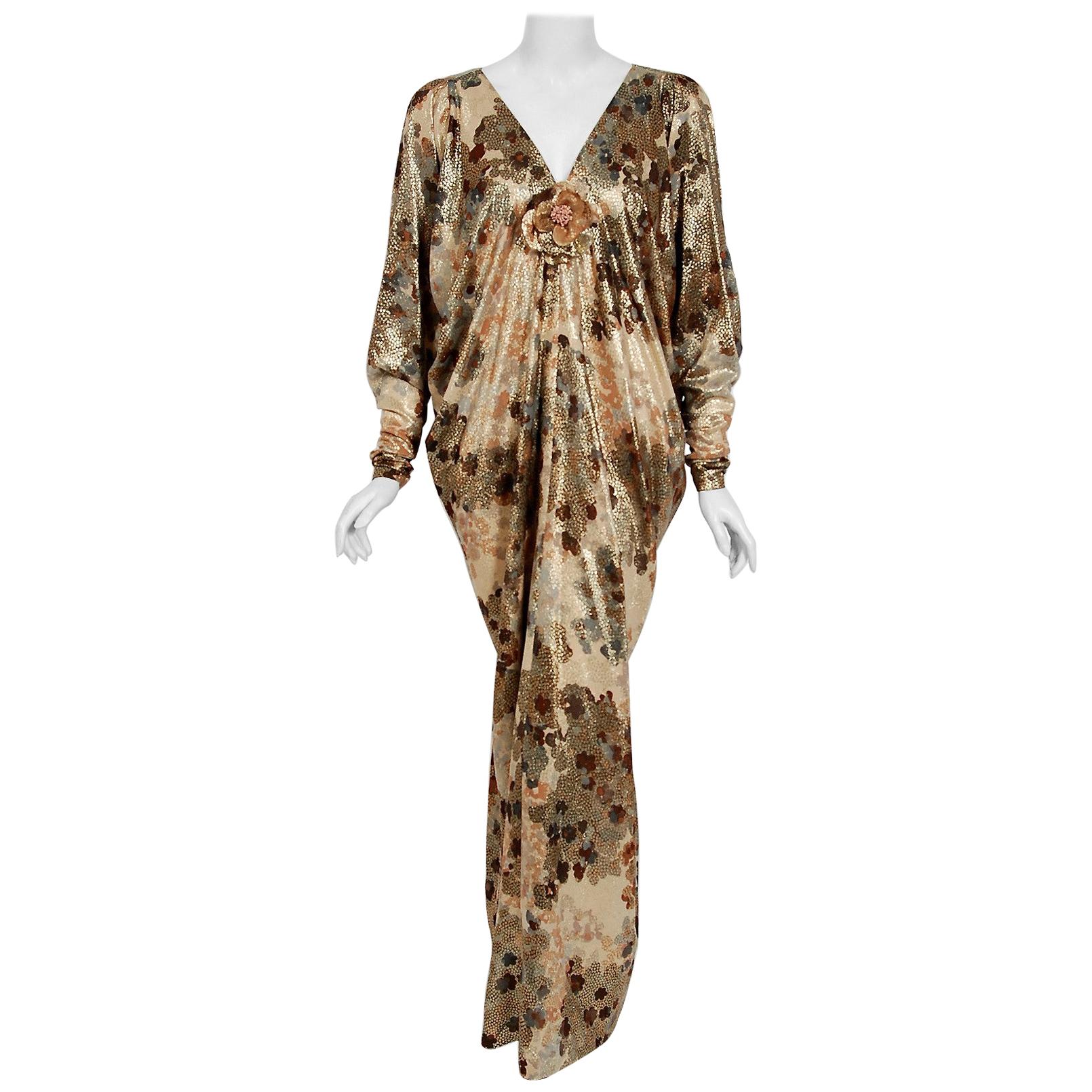 yves saint laurent evening caftan in black silk velvet