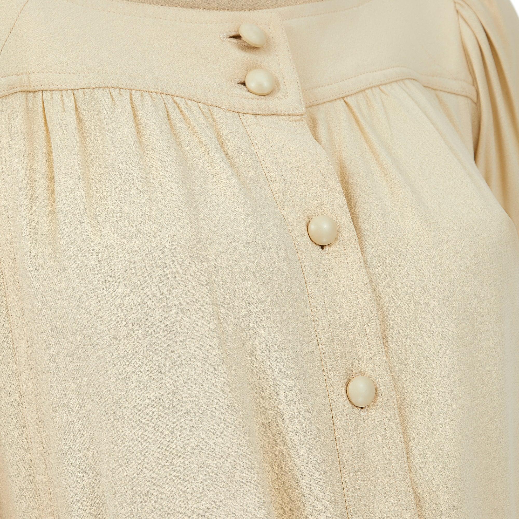 1975 Yves Saint Laurent Runway Cream Crepe Tunic Dress with Tie Belt In Excellent Condition For Sale In London, GB