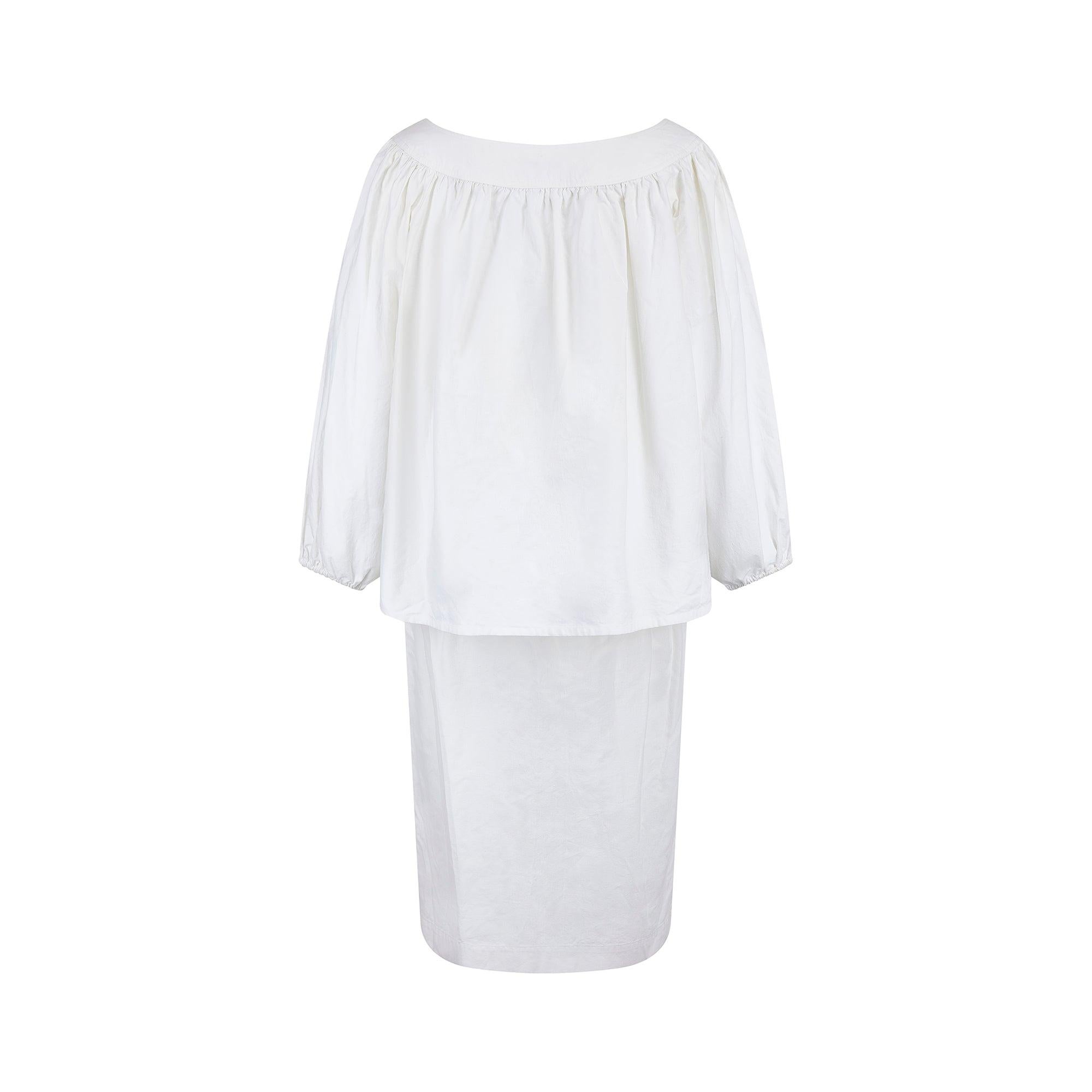 1975 Yves Saint Laurent Runway White Cotton Skirt and Top Set In Excellent Condition For Sale In London, GB