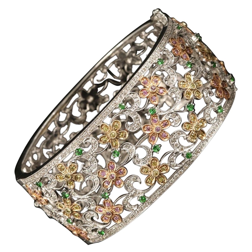 $19750 / Effy Limited Edition / Diamant, Saphir & Tsavorit Armreif / 46 g 14K