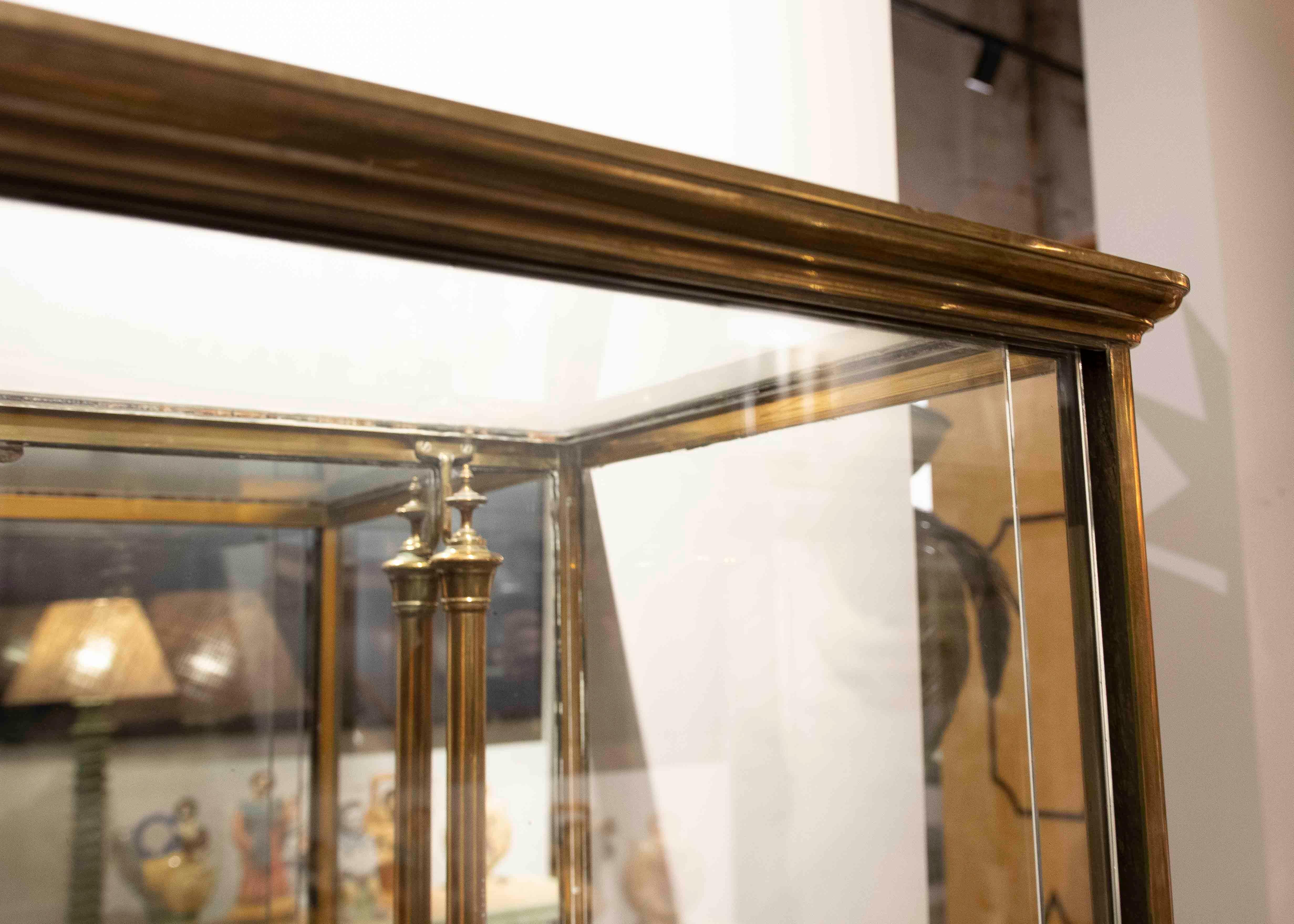 19th Century 1975s Bronze, Wood and Glass Pastry Case. Paris, France. For Sale
