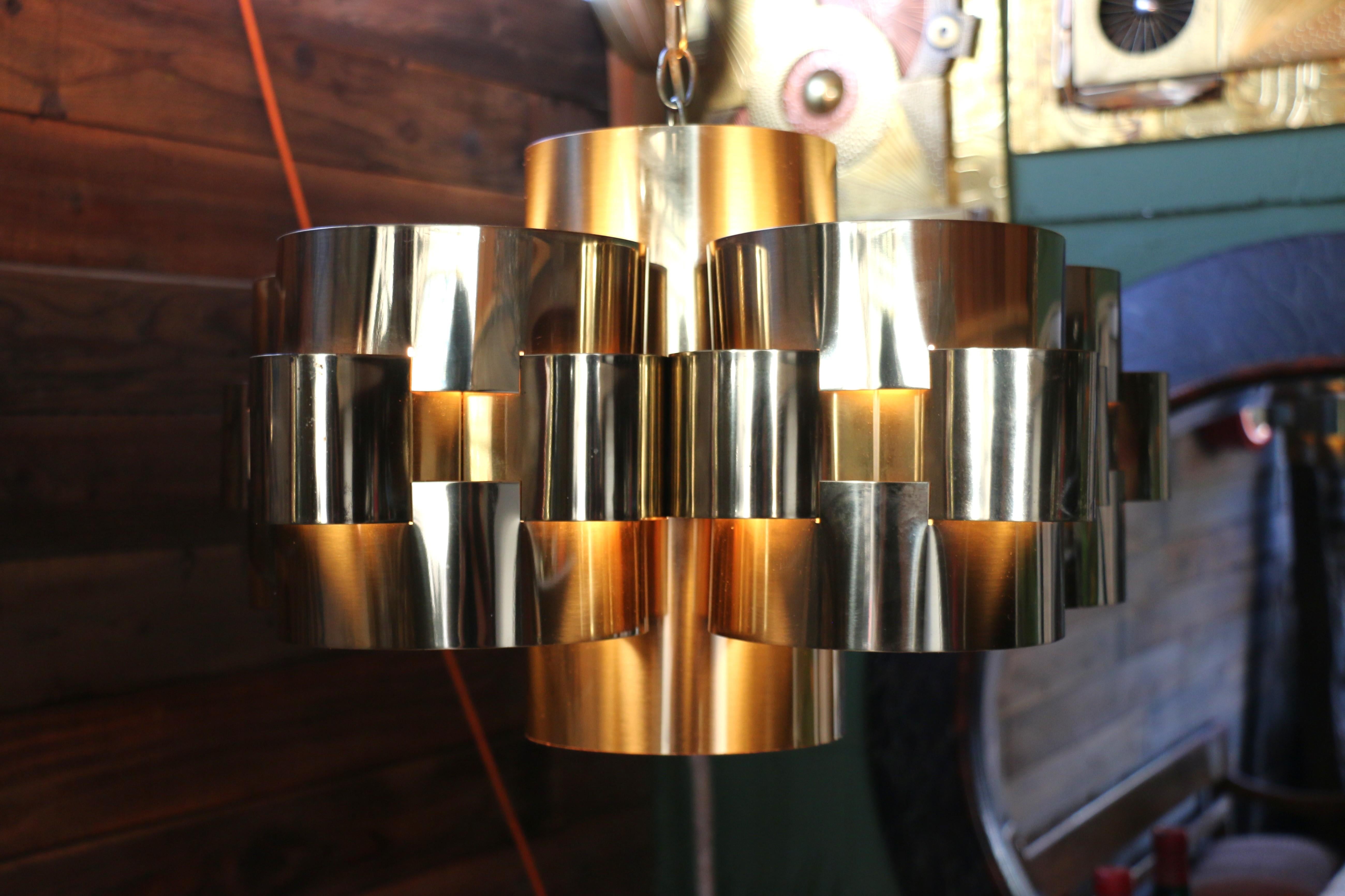 1975s Mid Century Modern Brass Cloud Chandelier by Curtis Jere For Sale 6
