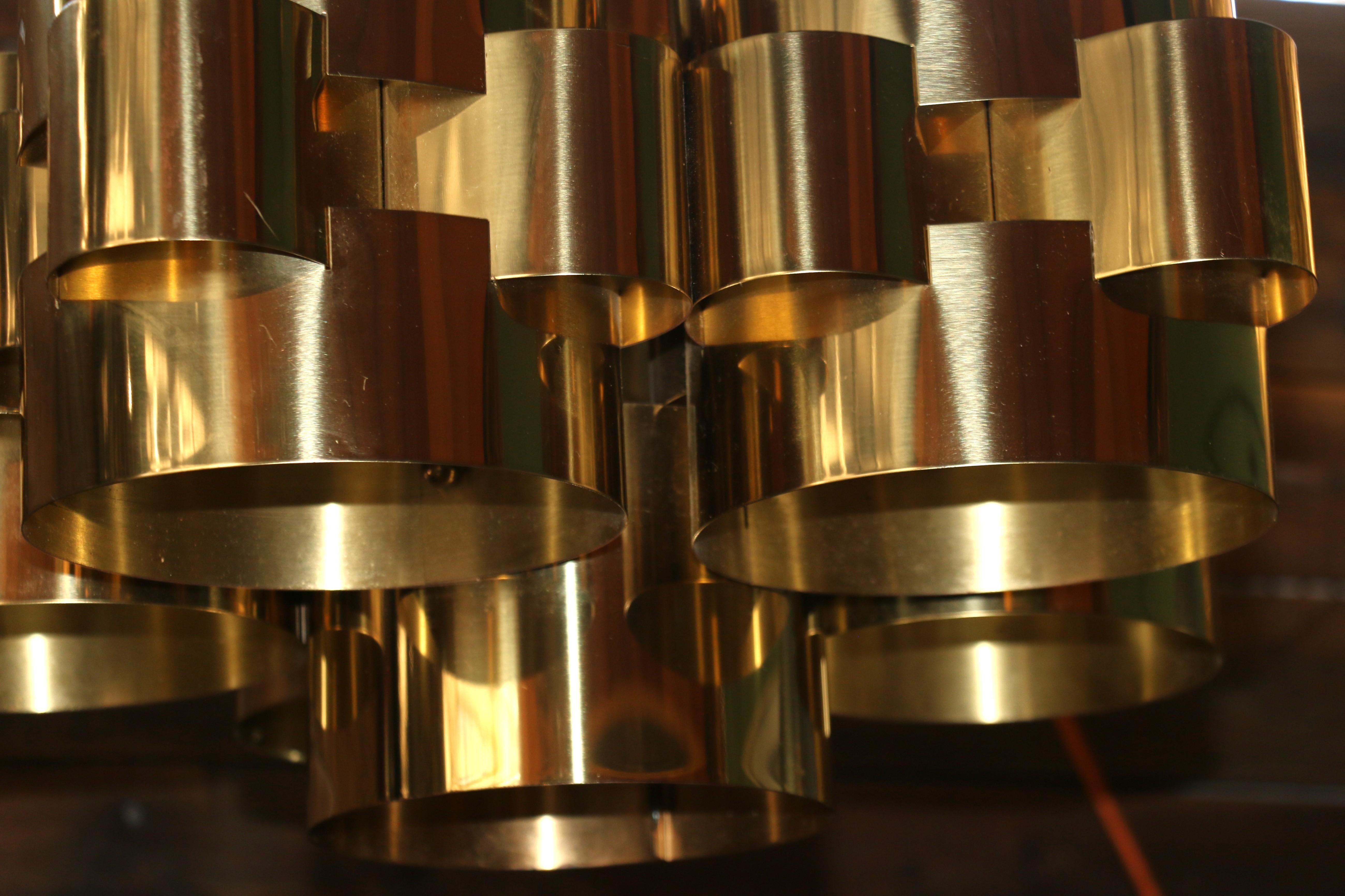 1975s Mid Century Modern Brass Cloud Chandelier by Curtis Jere For Sale 2