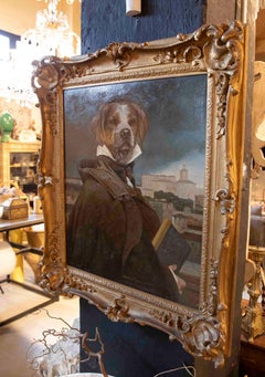 Portrait d'un chien anthropomorphe des années 1975 signé par Th. Poncelet