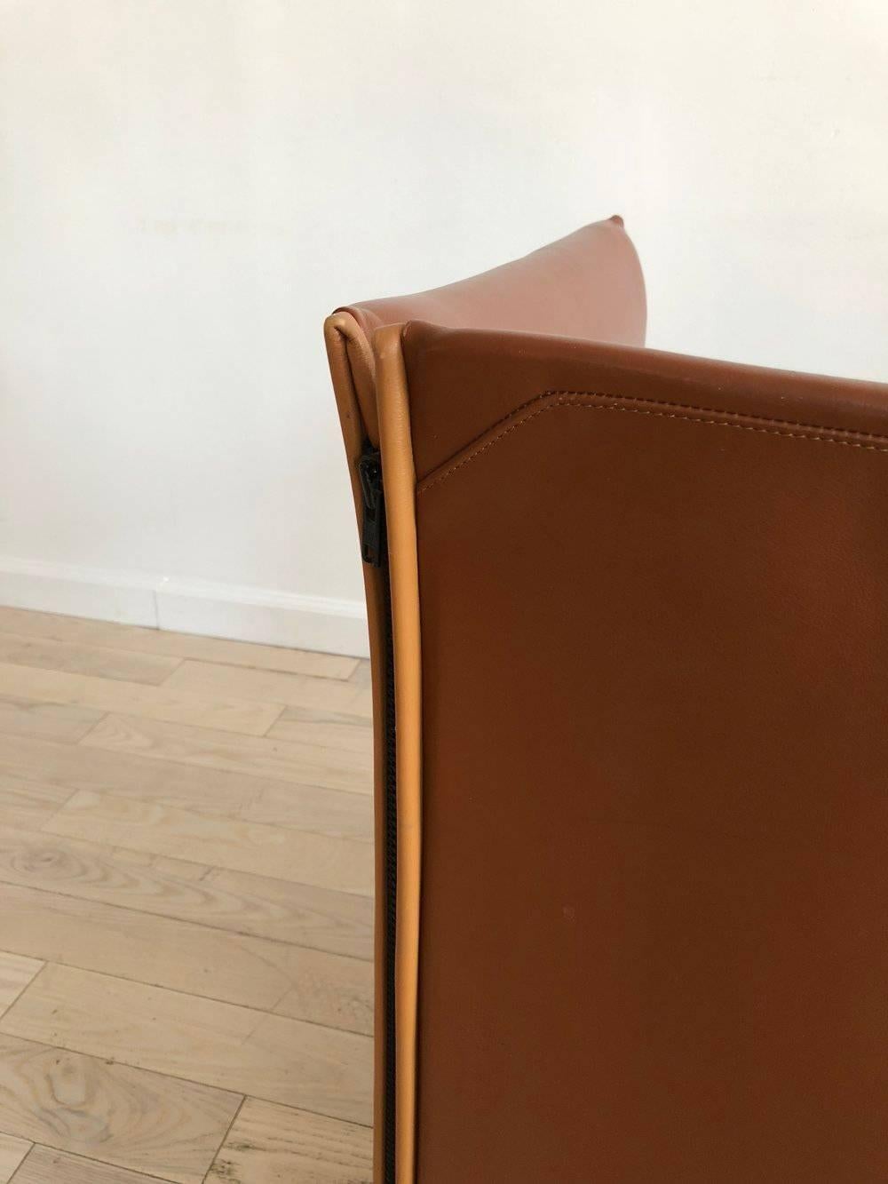 1976 401 Break Chair by Mario Bellini for Cassina, Brown Leather 4