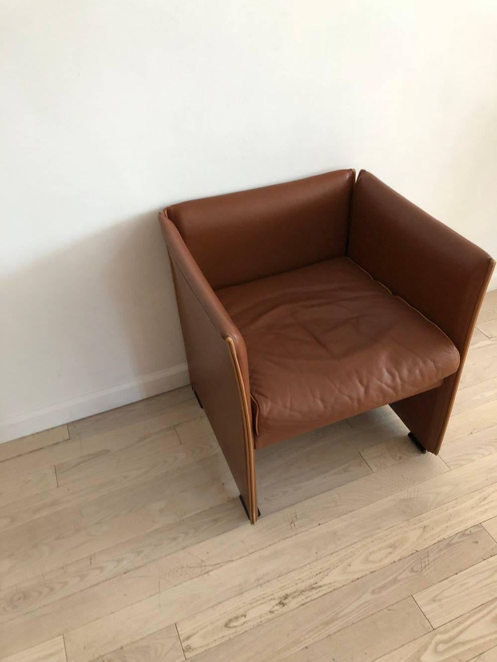 1976 401 Break Chair by Mario Bellini for Cassina, Brown Leather 5