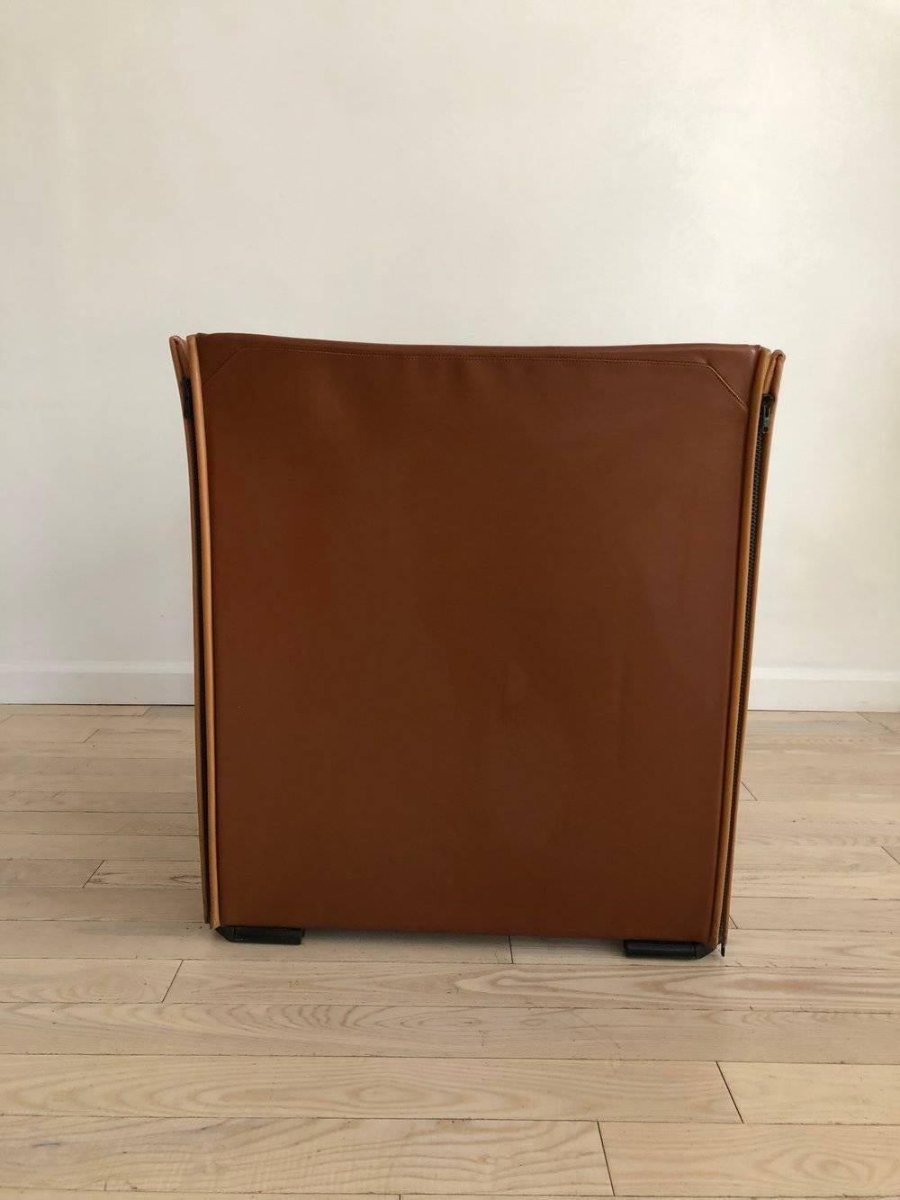Post-Modern 1976 401 Break Chair by Mario Bellini for Cassina, Brown Leather