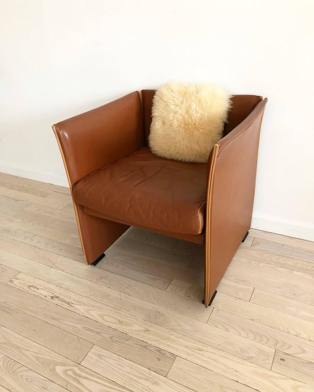 1976 401 Break Chair by Mario Bellini for Cassina, Brown Leather In Excellent Condition In Brooklyn, NY