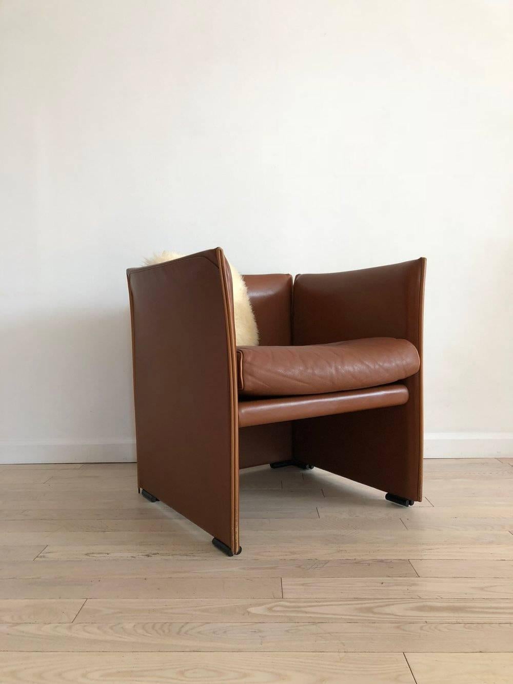 1976 401 Break Chair by Mario Bellini for Cassina, Brown Leather 1