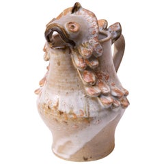 1976 American Studio Pottery 'Fish' Pitcher Signed Rush
