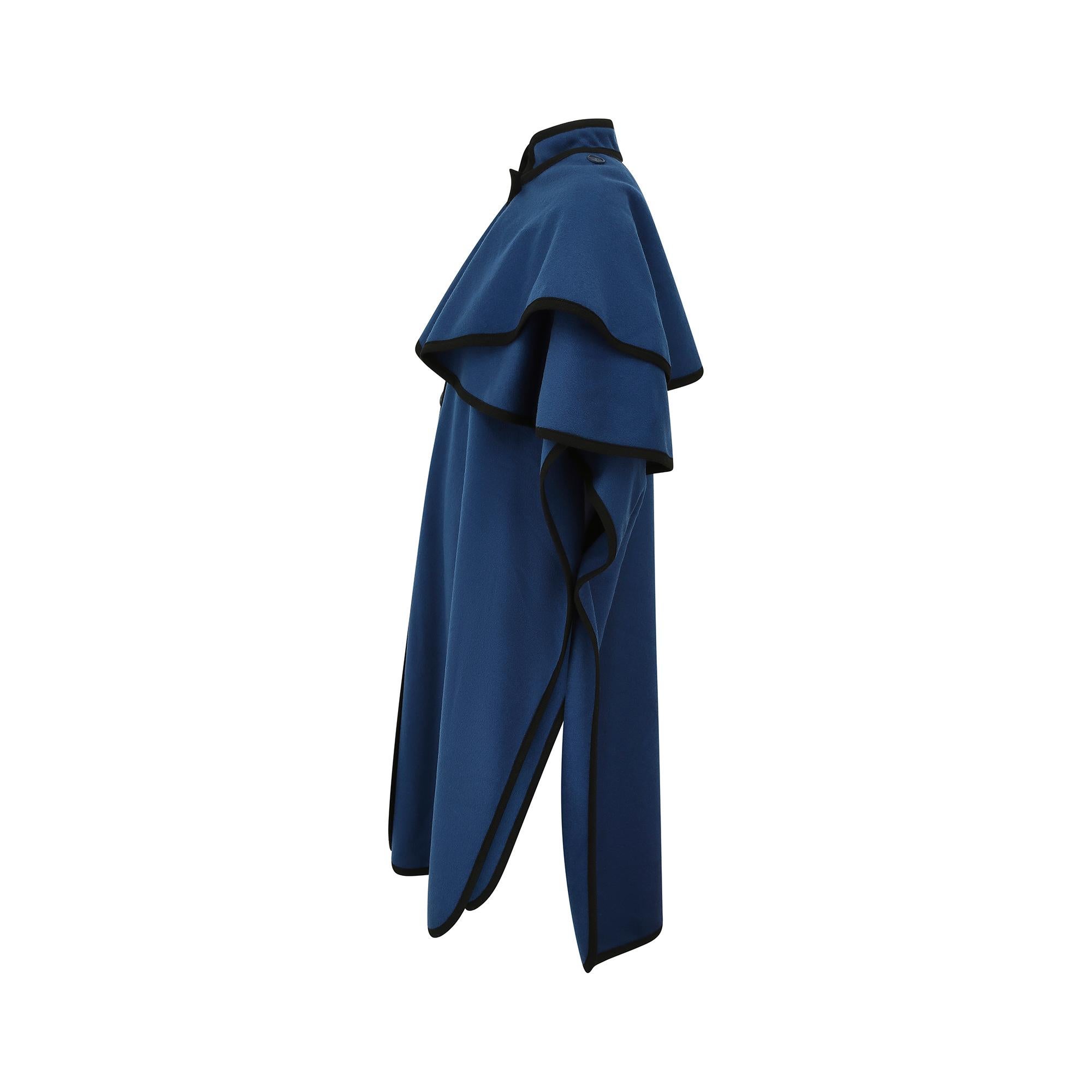 1976 Ballets Russes Yves Saint Laurent Peacock Blue Cape In Excellent Condition For Sale In London, GB