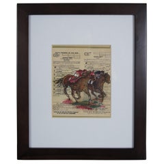 Vintage 1976 Belmont Park Horse Racing Program Watercolor Betting Ticket Equestrian Art