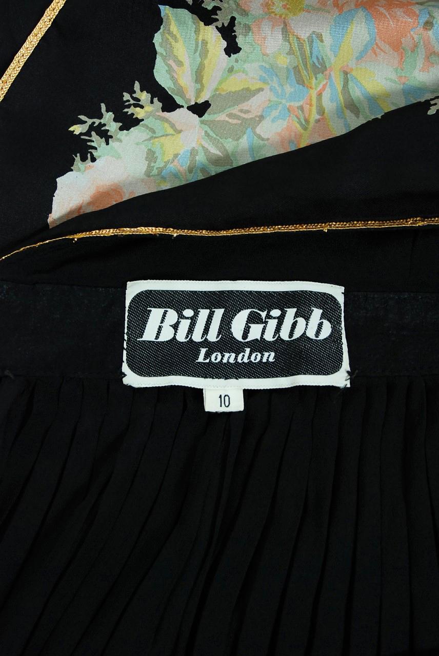 1976 Bill Gibb Documented Floral Silk Beaded Halter Pleated Backless Dress  6