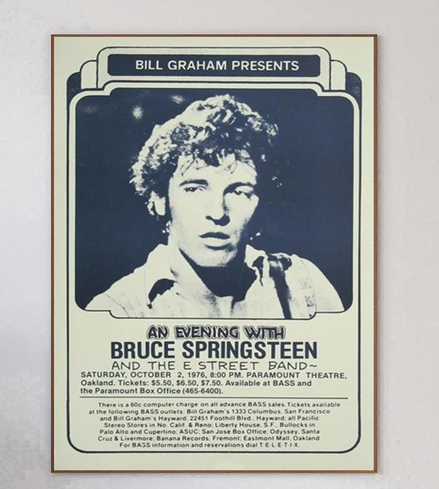 1976 Bruce Springsteen & the E Street Band - Manifesto originale del Paramount Theatre In condizioni buone in vendita a Winchester, GB