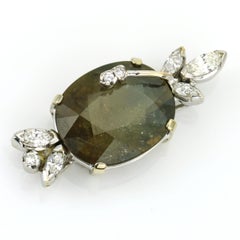 19.76 Carat GIA Certified Color Change Natural Green Sapphire Diamond Pendant