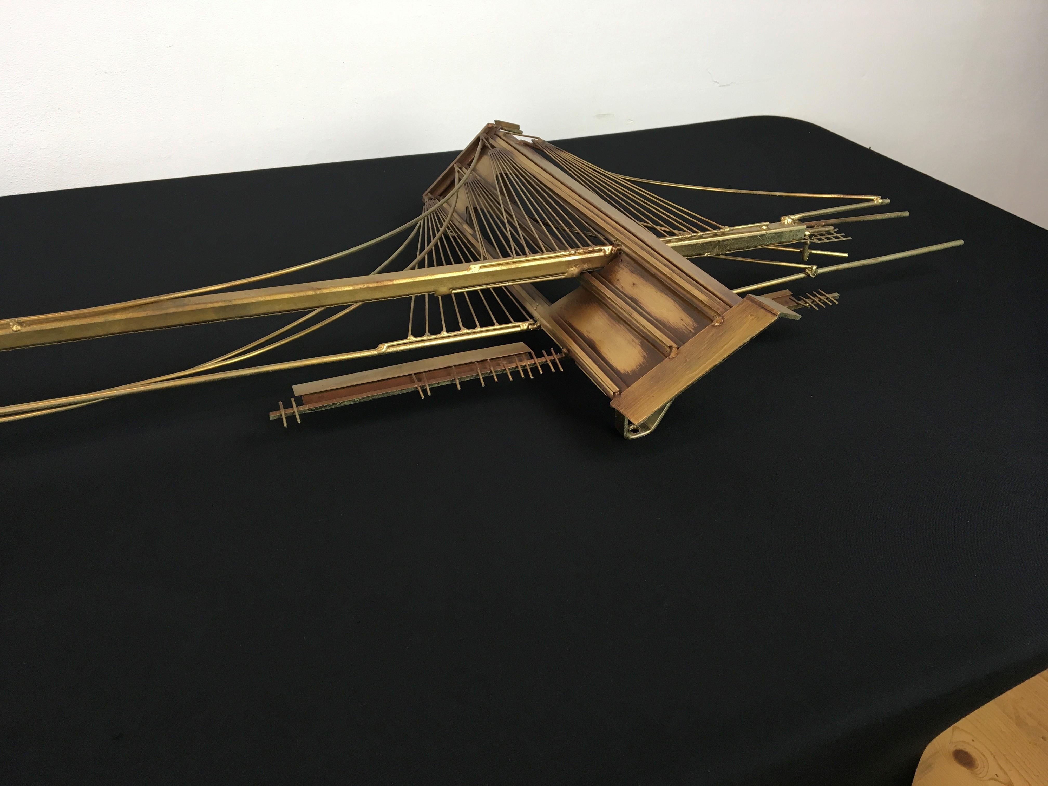 1976 Curtis Jere Brooklyn Bridge Brass Wall Sculpture 5