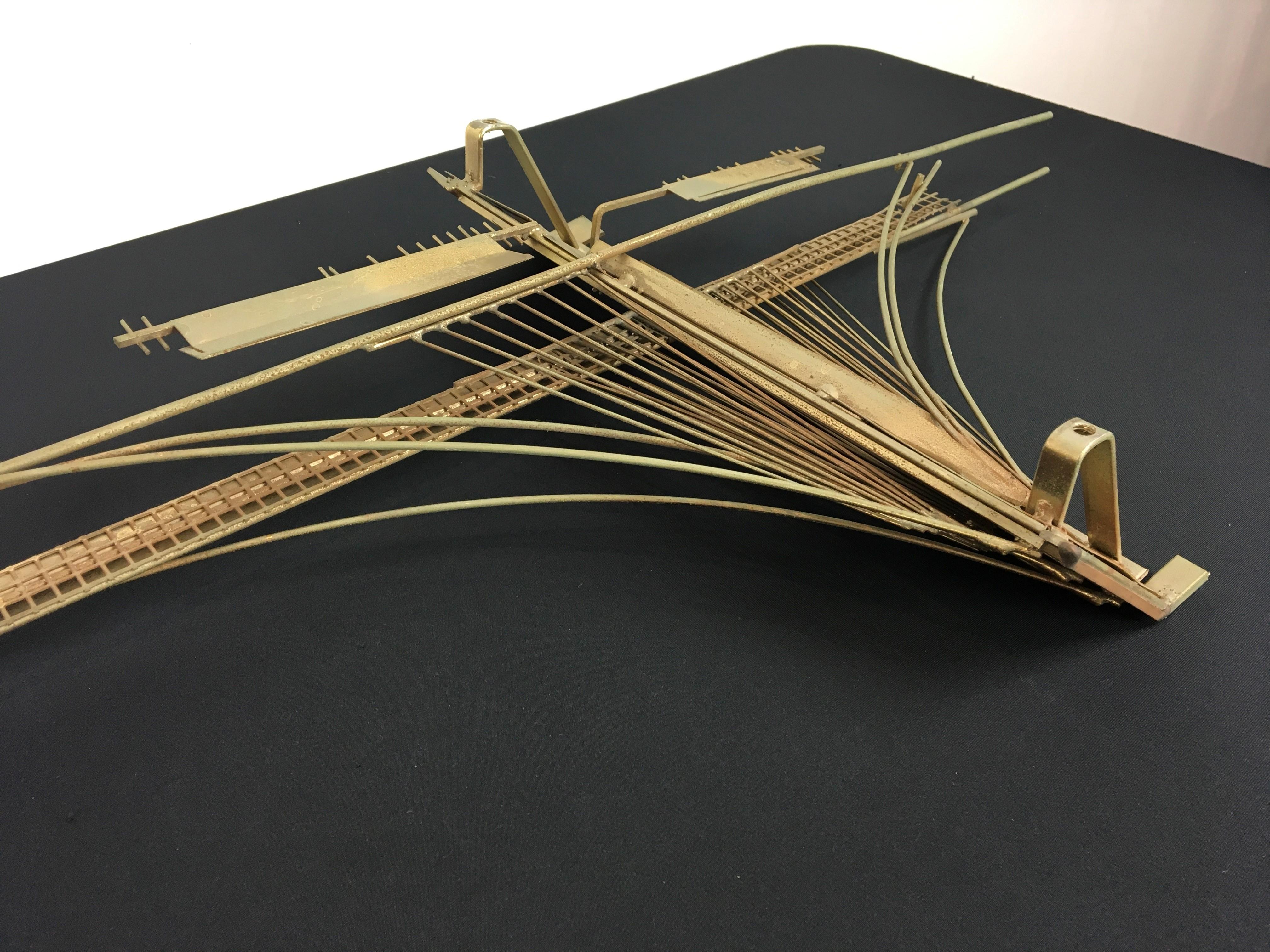 1976 Curtis Jere Brooklyn Bridge Brass Wall Sculpture 7