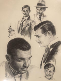 1976 Glen Fortune Banse Portait of Clark Gable Lithograph Print Framed