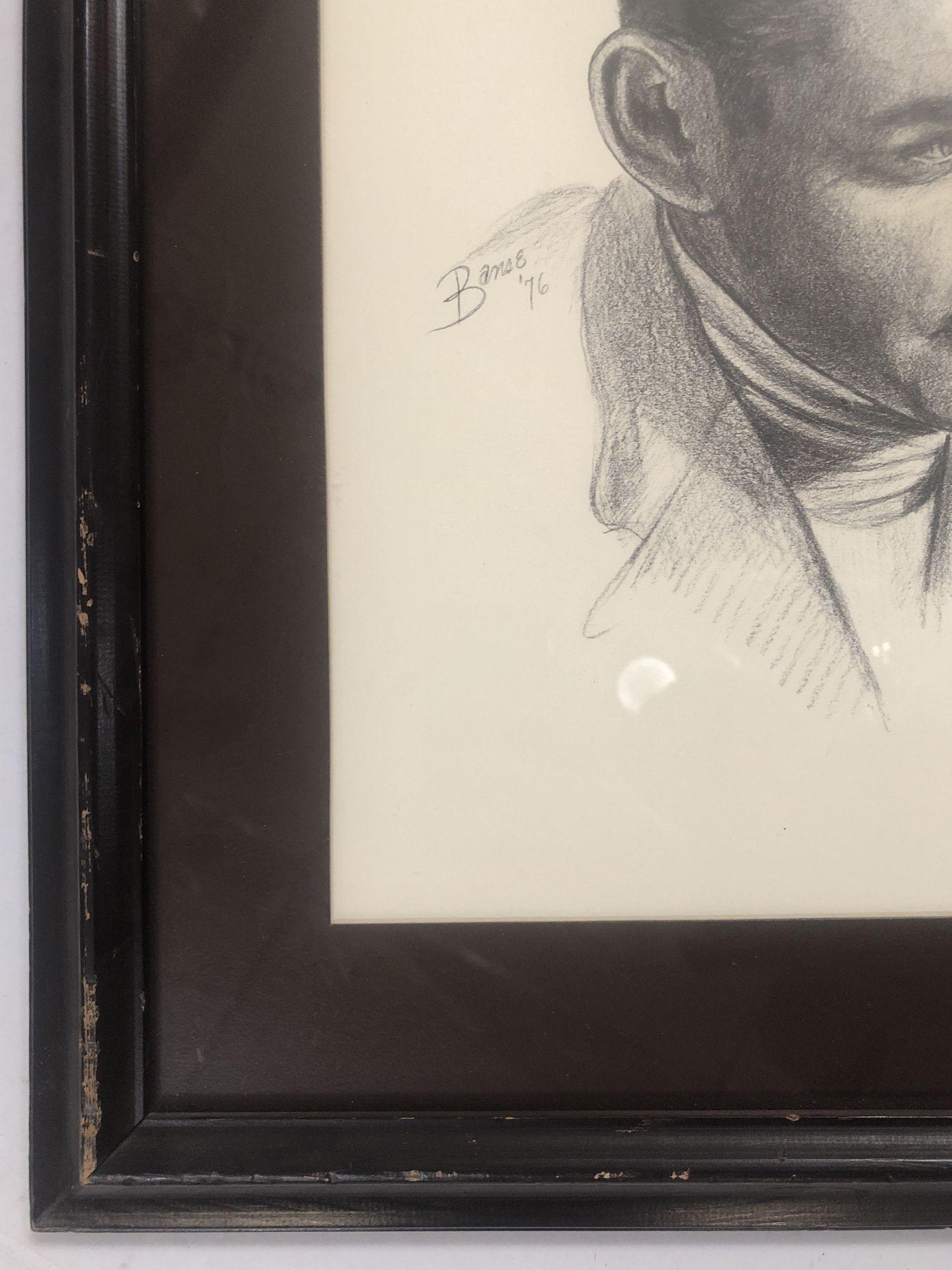 Modern 1976 Glen Fortune Banse Portait of Clark Gable Lithograph Print Framed For Sale