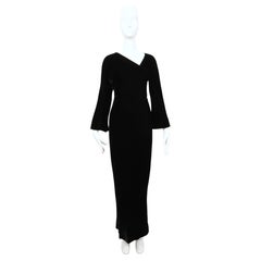 1976 HALSTON black velvet bias cut RUNWAY dress
