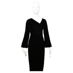 1976 HALSTON black velvet bias cut RUNWAY dress