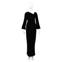 1976 HALSTON black velvet bias cut RUNWAY dress