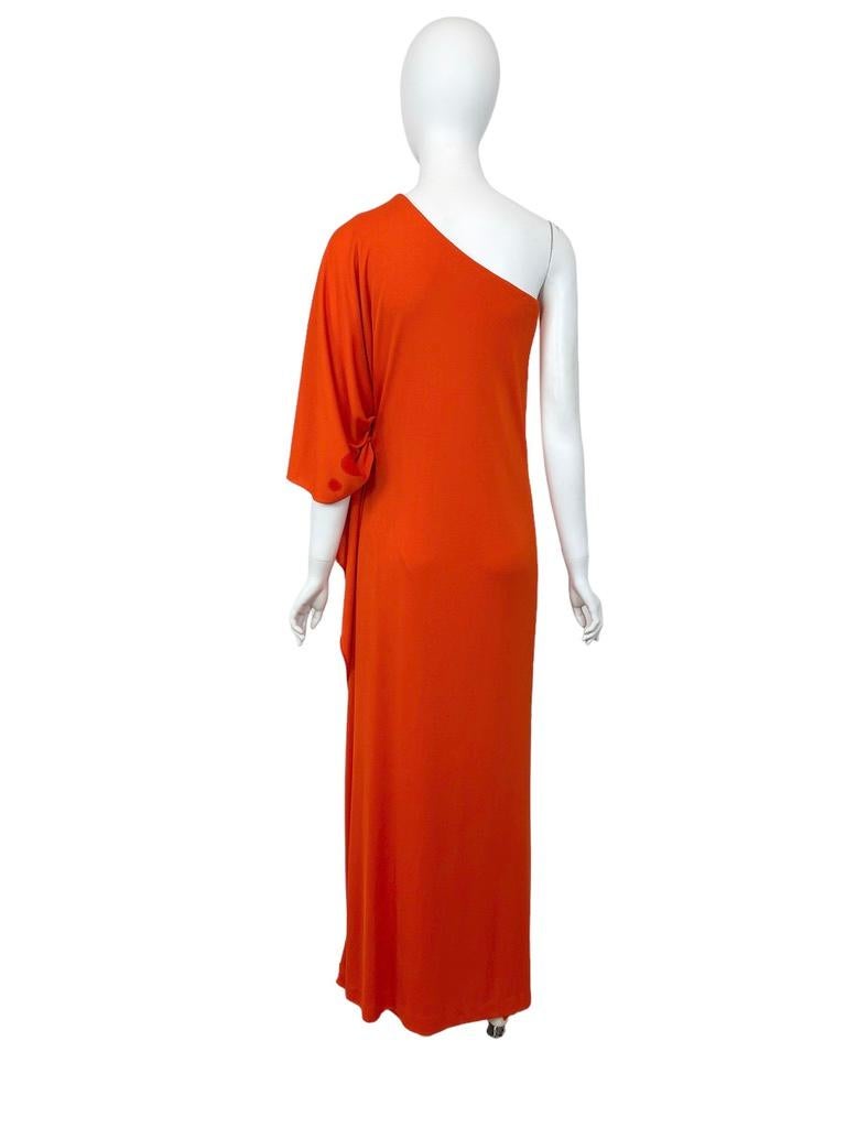 1976 Halston Red One Shoulder Gown  For Sale 2