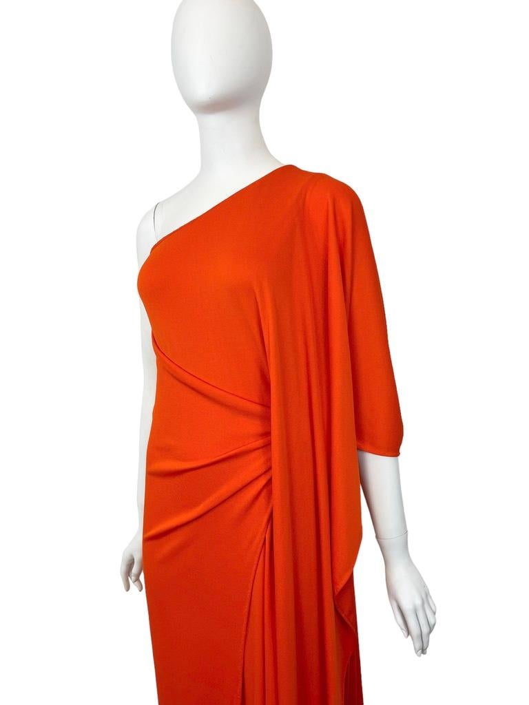 1976 Halston Red One Shoulder Gown  For Sale 4