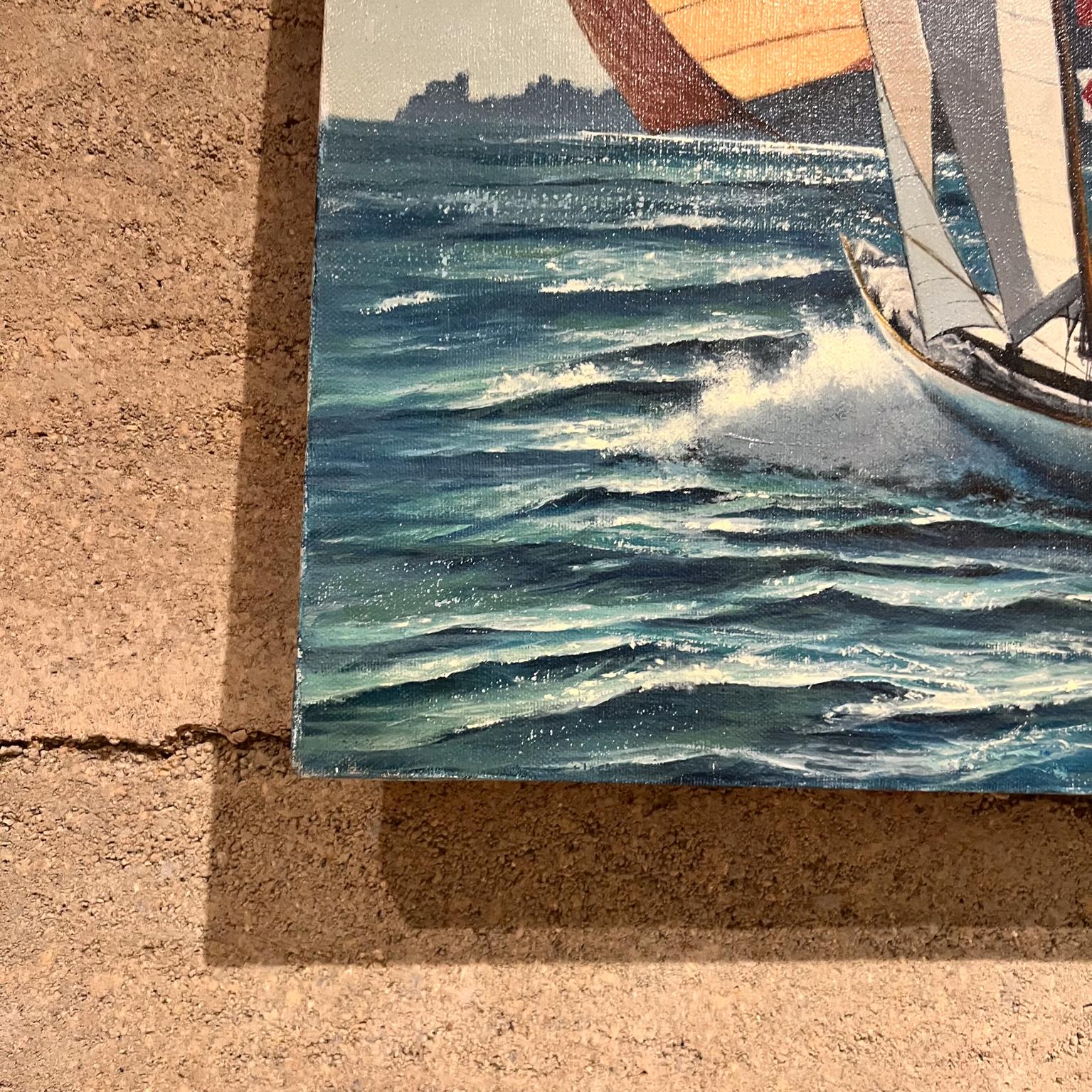 1976 Hazel DeVorss Öl auf Leinwand Gemälde Segelboot Regatta Kunst (amerikanisch) im Angebot
