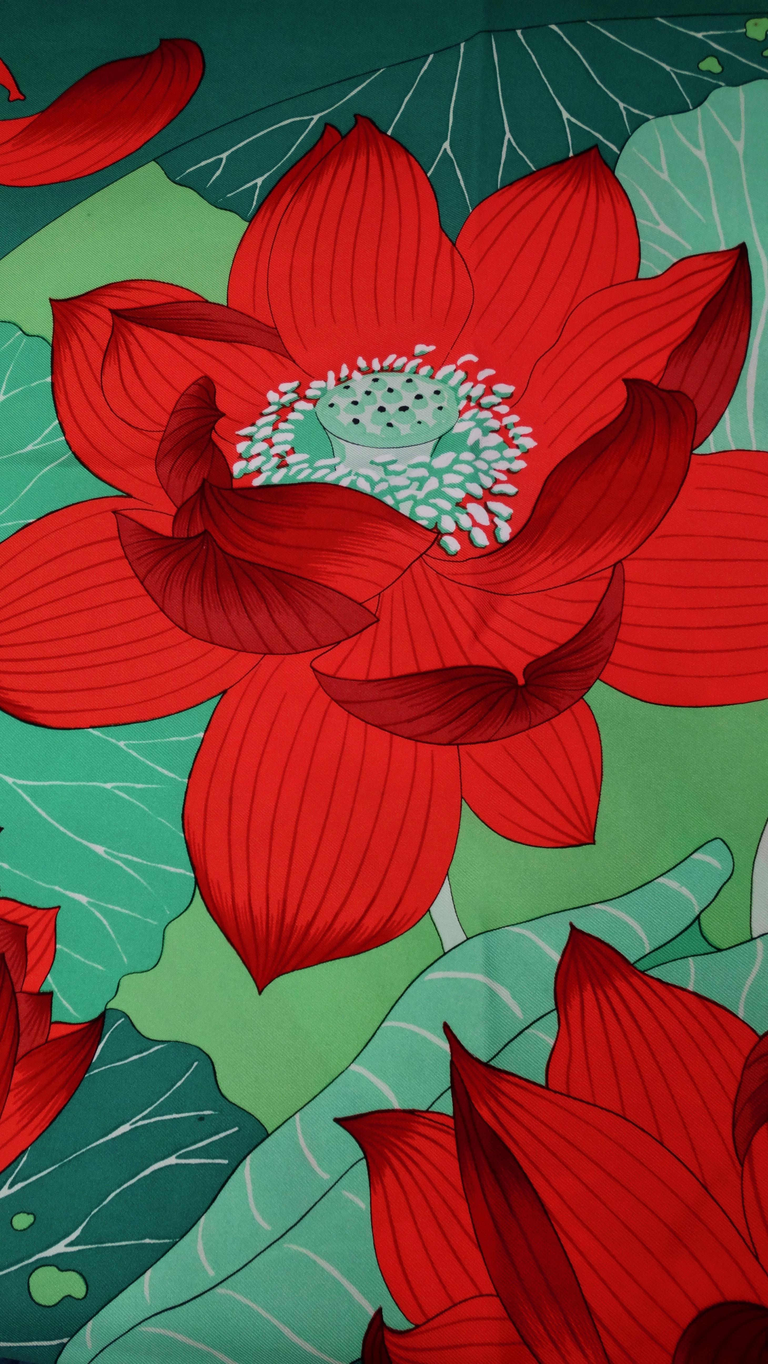 Hermés 1976 'Fleurs De Lotus' Silk Scarf 1