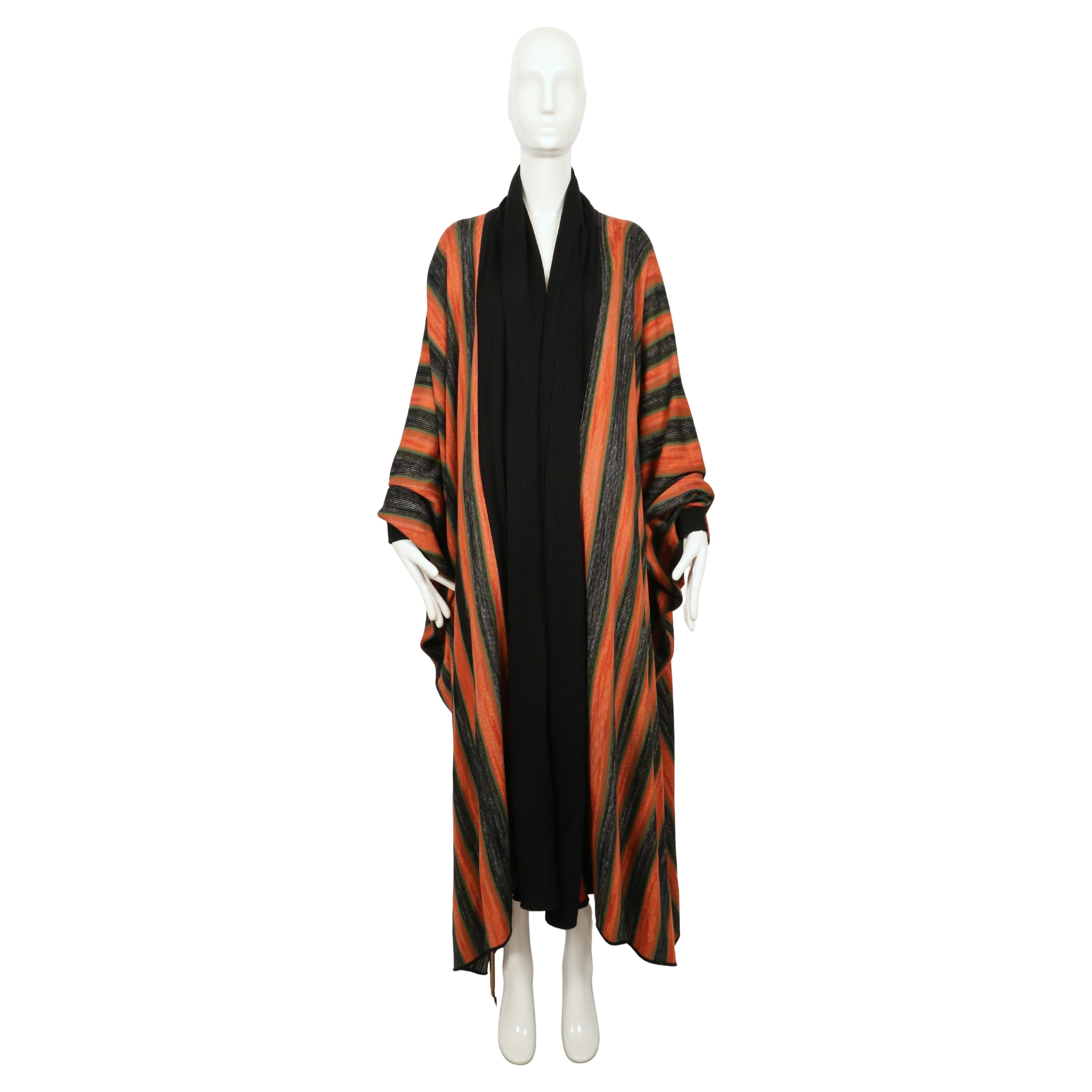 Black 1976 ISSEY MIYAKE documented space dyed striped robe coat For Sale