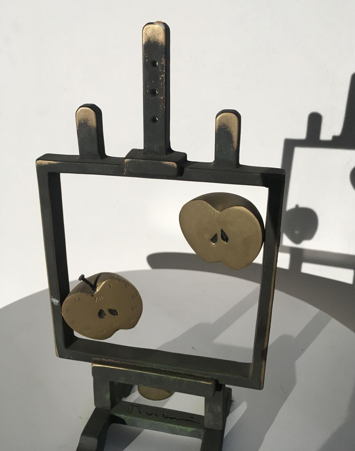 1976 Italy Bronze Abstract Sculpture by Vanni Viviani Easel with Two Half Apples For Sale 5