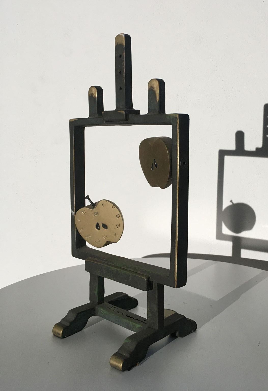 Italian 1976 Italy Bronze Abstract Sculpture by Vanni Viviani Easel with Two Half Apples For Sale