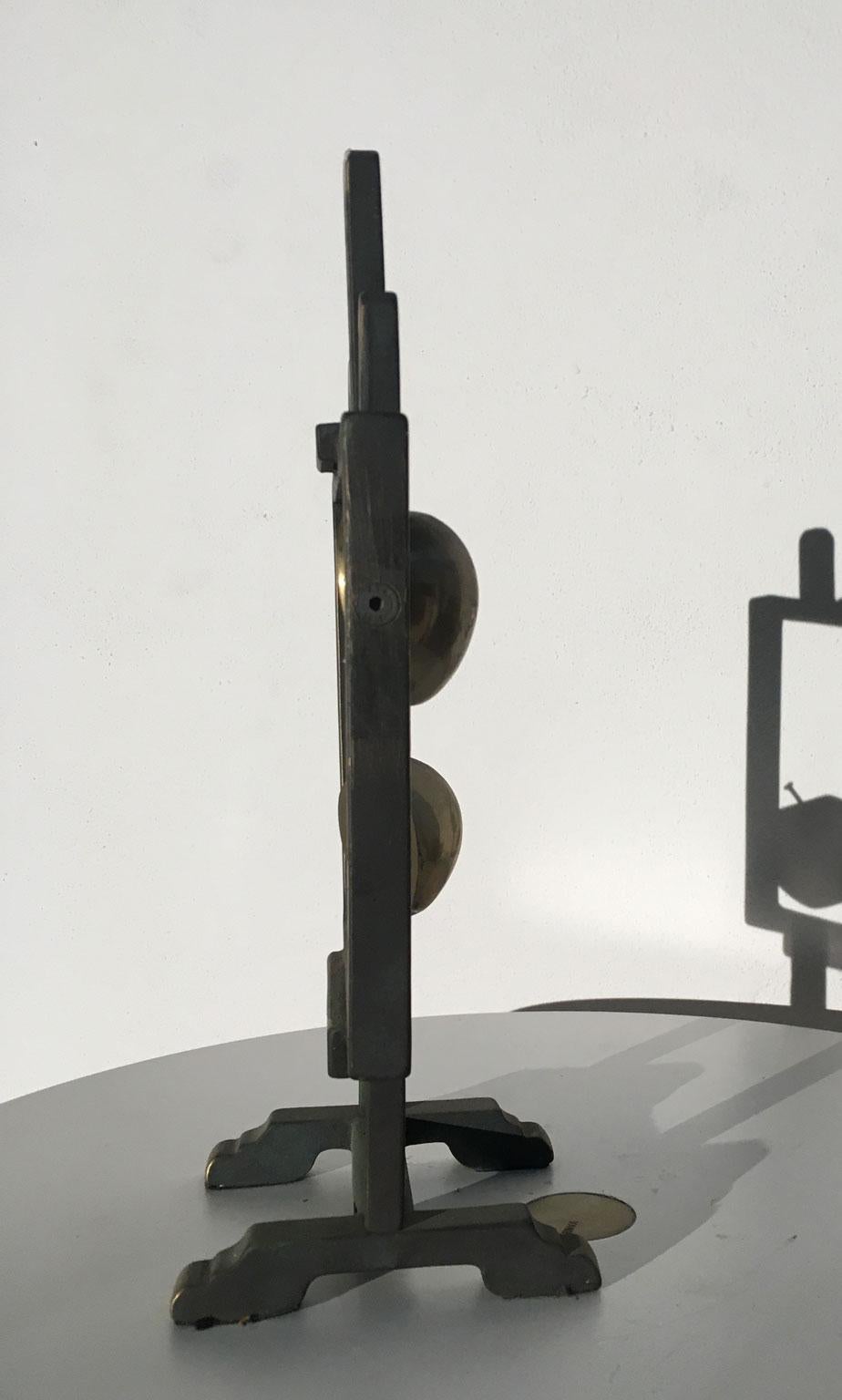 Cast 1976 Italy Bronze Abstract Sculpture by Vanni Viviani Easel with Two Half Apples For Sale