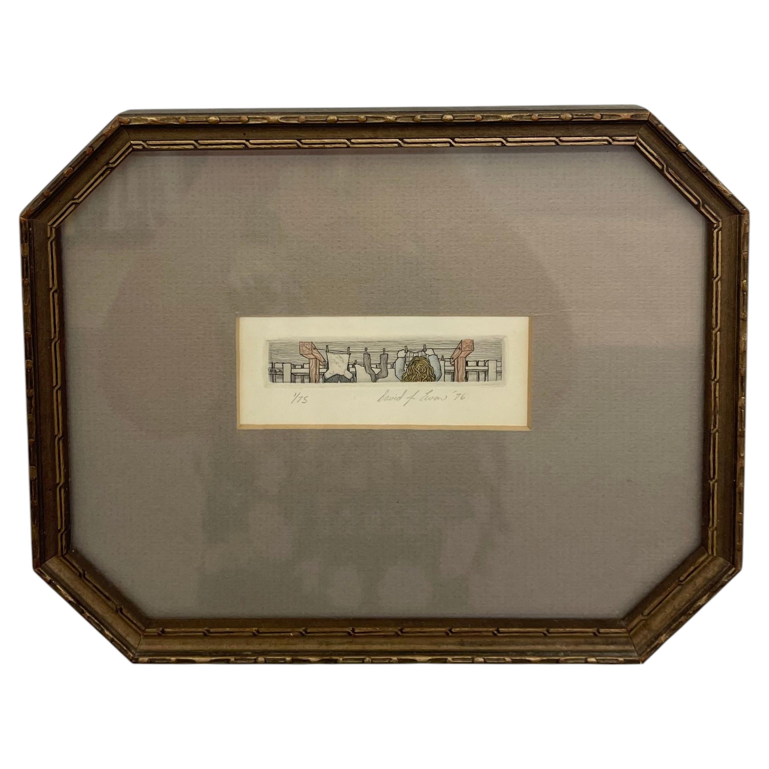 1976 Limited Edition Hand-Signed Etching Print, Numbered 1/75, Framed.